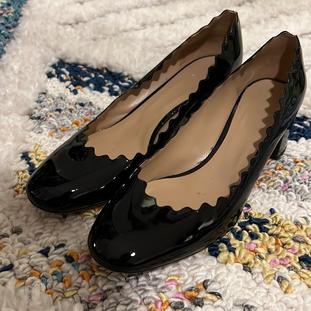 Chloé Patent Leather Scalloped Lauren Block Heel